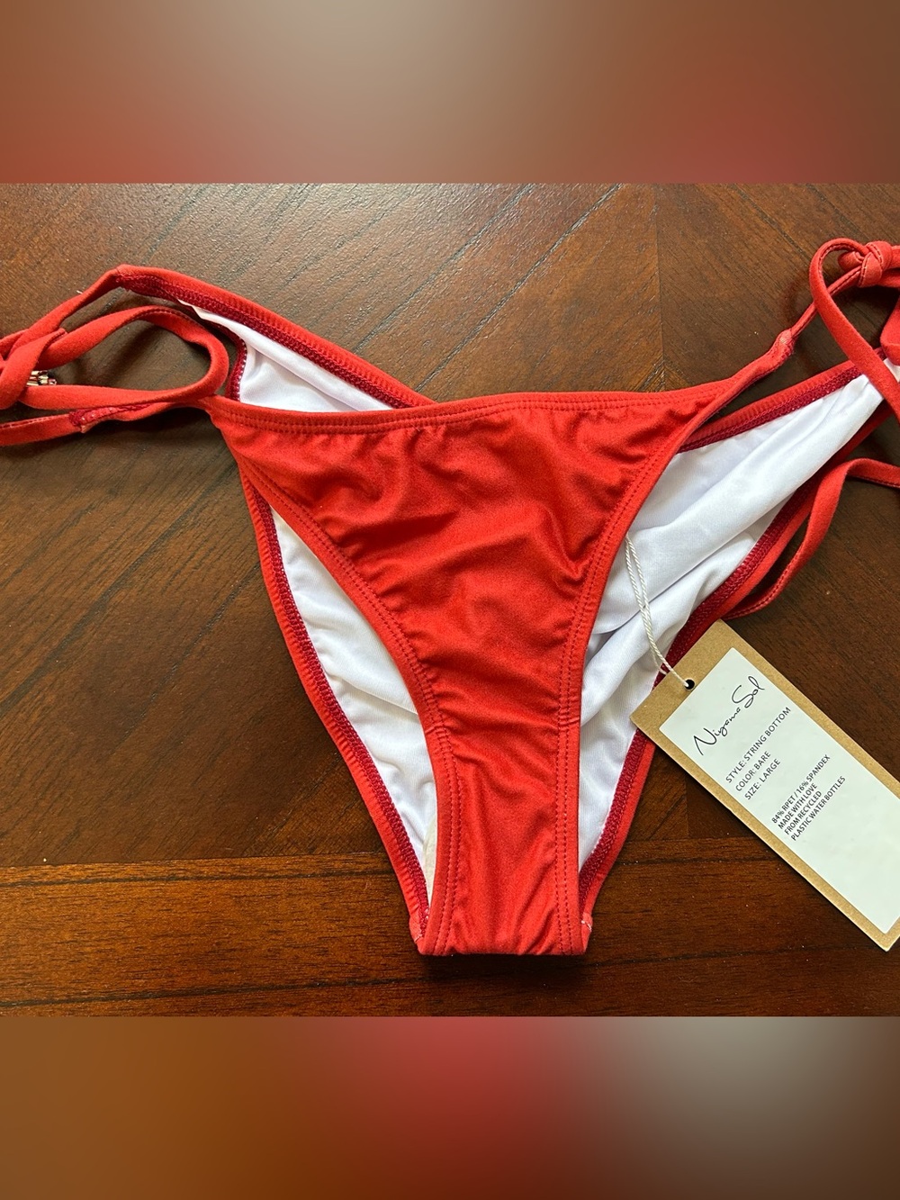 New Niyama Sol Red Tie-Side Bikini Bottom size L
